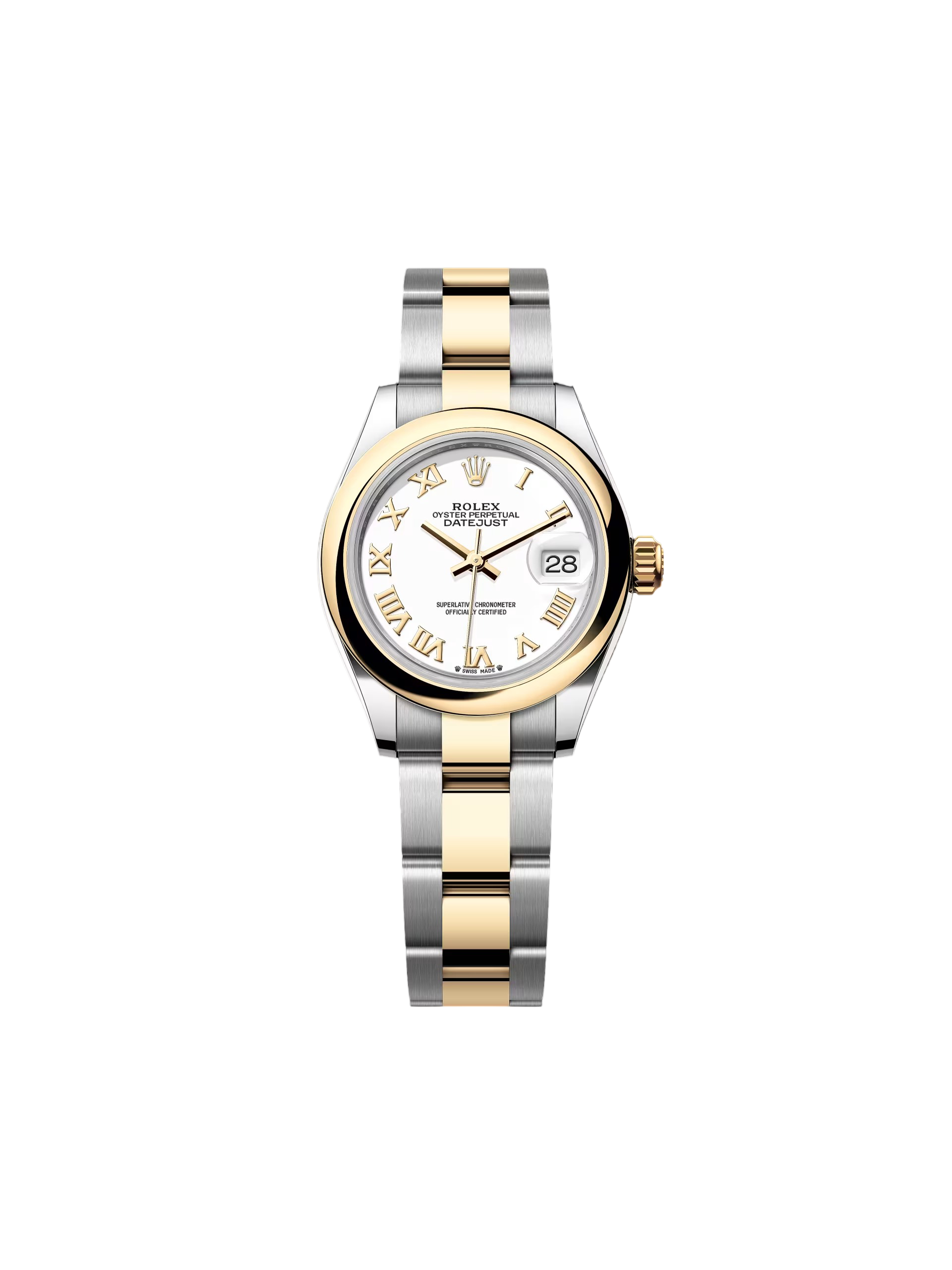 26F8338F-BC21-E1A5-CF51-7AFD7502F339 Rolex Lady-Datejust 28mm 279163 White Roman Dial Oyster Bracelet - Image 1