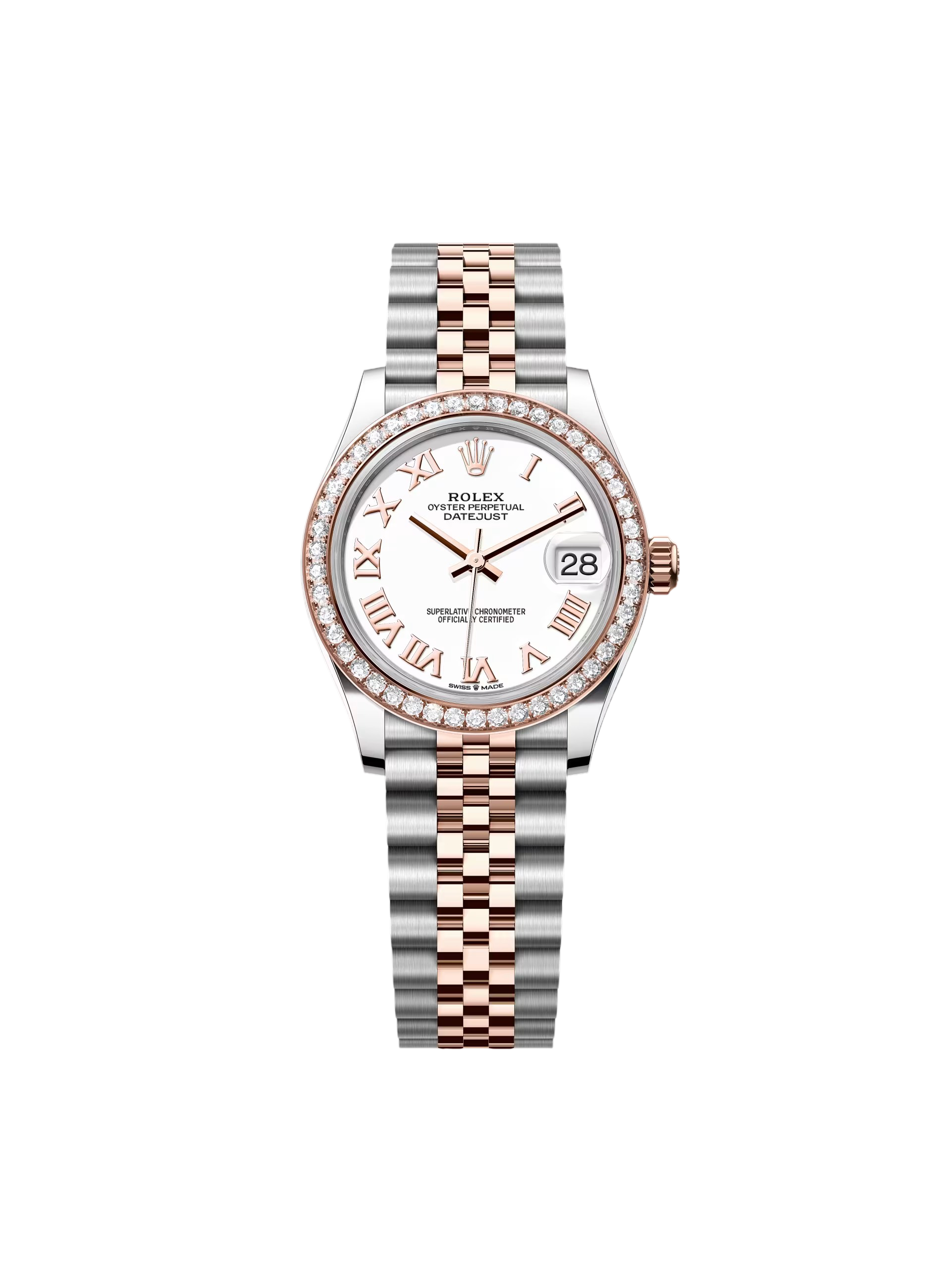 347CF046-F041-E736-2B4D-BE0196C2E303 Rolex Datejust m278381RBR 31mm White Roman Dial Diamond-Set Bezel - Image 1