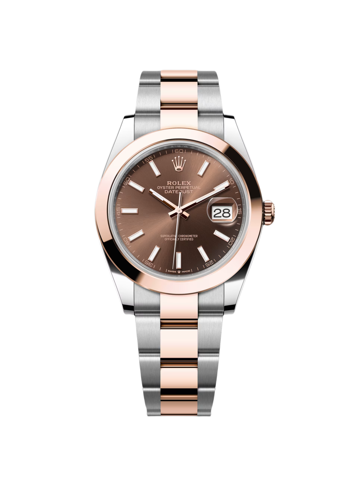 45886D97-CF8B-ADB5-EFF5-8971BE415C4F Rolex Datejust 41mm 126301 Chocolate Index Oyster Steel and Everose Gold Watch - Image 1