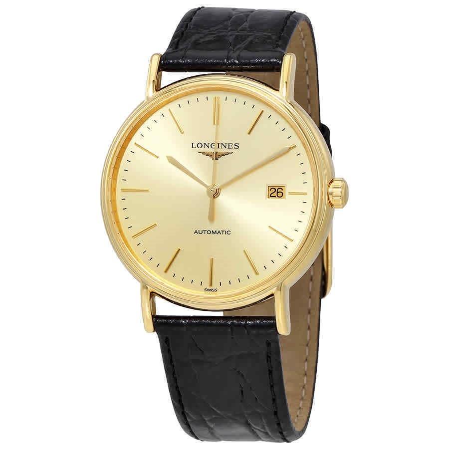 4BAFC170-5495-800B-E15B-01A8C6BC515E Longines Men's L49212322 Presence Black Leather Watch - Image 1