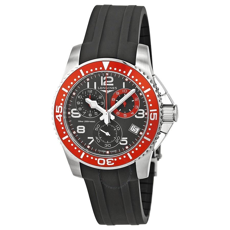 5E24F4F6-C433-DEB4-626D-D49D996EA851 Longines Men's L36904592 HydroConquest Chronograph Black Rubber Watch - Image 1