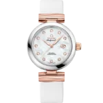 Omega De Ville Ladymatic 34mm White Dial with Diamonds Stainless Steel Sedna™ 18k Rose Gold Strap 425.27.34.20.55.004