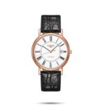 Longines Men's L4.921.1.11.2 Presence Black Leather Watch