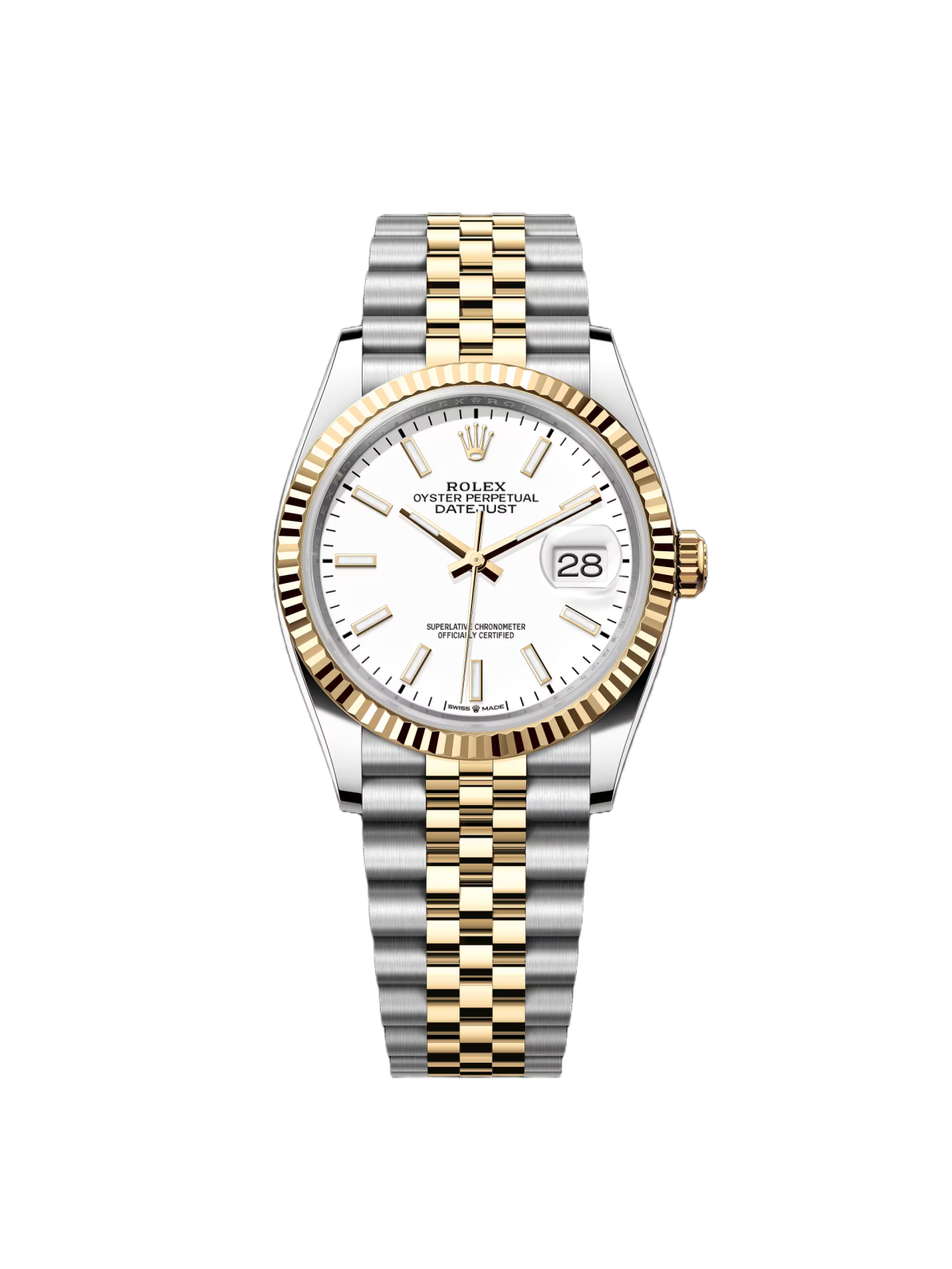 6EDBBE85-1FBF-1D61-C067-D1E67E684B83 Rolex Datejust 36mm 126233 White Index Dial Two-Tone Jubilee Bracelet Watch - Image 1