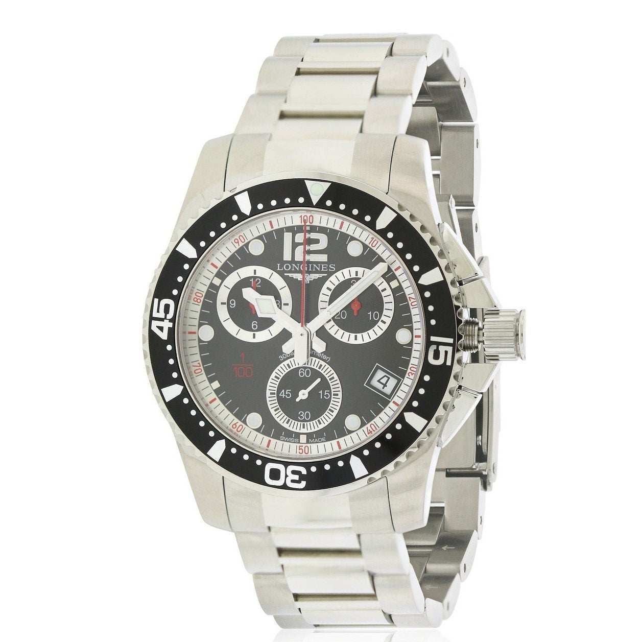 7D24B84B-4C6E-C77D-5A7E-0083AC26241A Longines Men's L37434566 HydroConquest Chronograph Stainless Steel Watch - Image 1