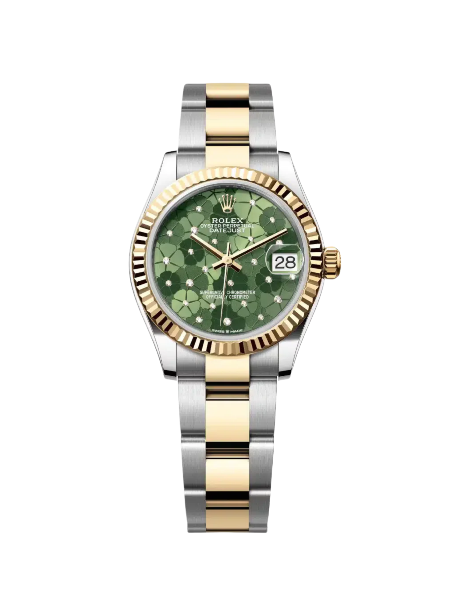 8D7E455B-3E3A-D40A-BCB8-1AA23B23CEA8 Rolex Datejust m278273-0031/0032 31mm Olive Green Floral Motif Dial Stainless Steel and Yellow Gold Oyster Watch - Image 1