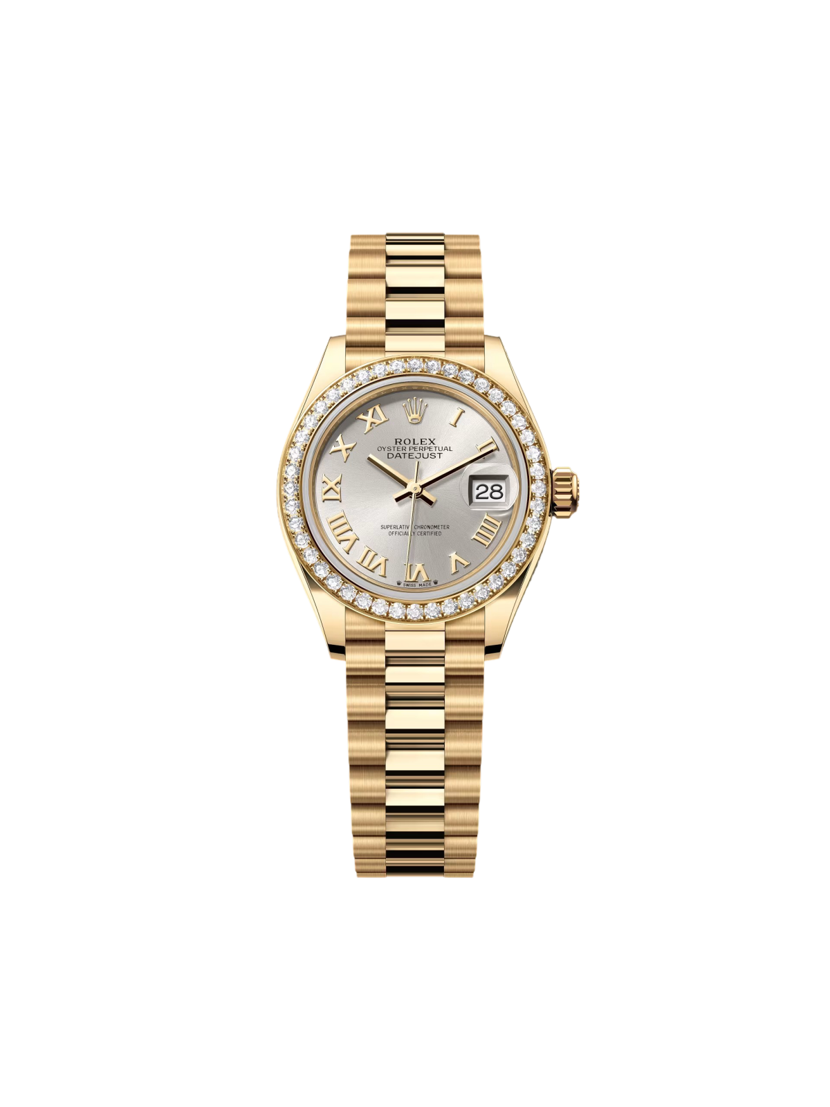 92443C70-3418-53F7-906F-533E83668342 Rolex Lady-Datejust 279138RBR Silver 28mm Dial President Bracelet Watch - Image 1