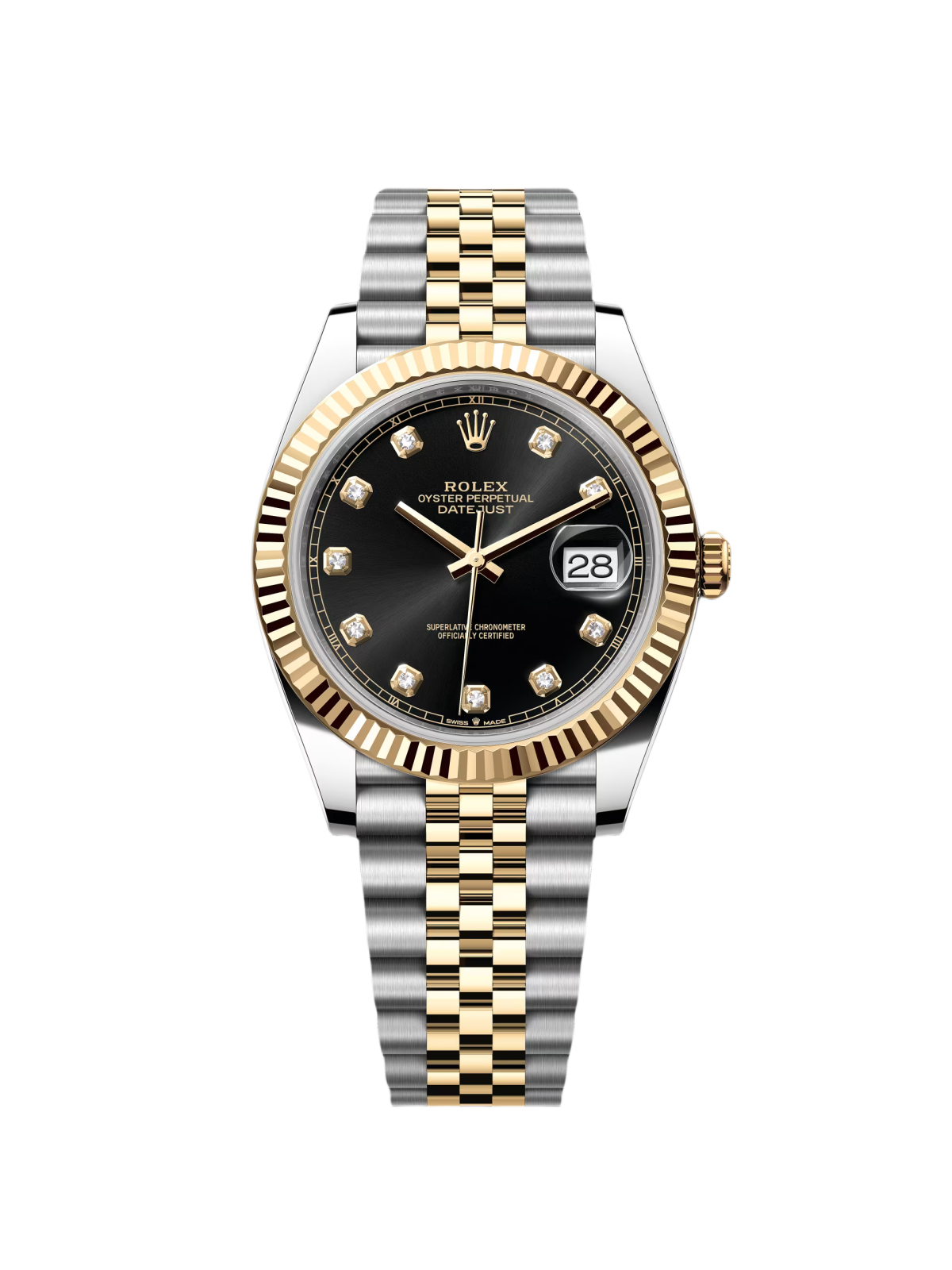 9A0FA2C1-BA1C-D3D7-7DA7-2ABAFCBD4A1E Rolex Datejust 41mm 126333 Black Diamond Jubilee Steel and Yellow Gold Men’s Watch - Image 1