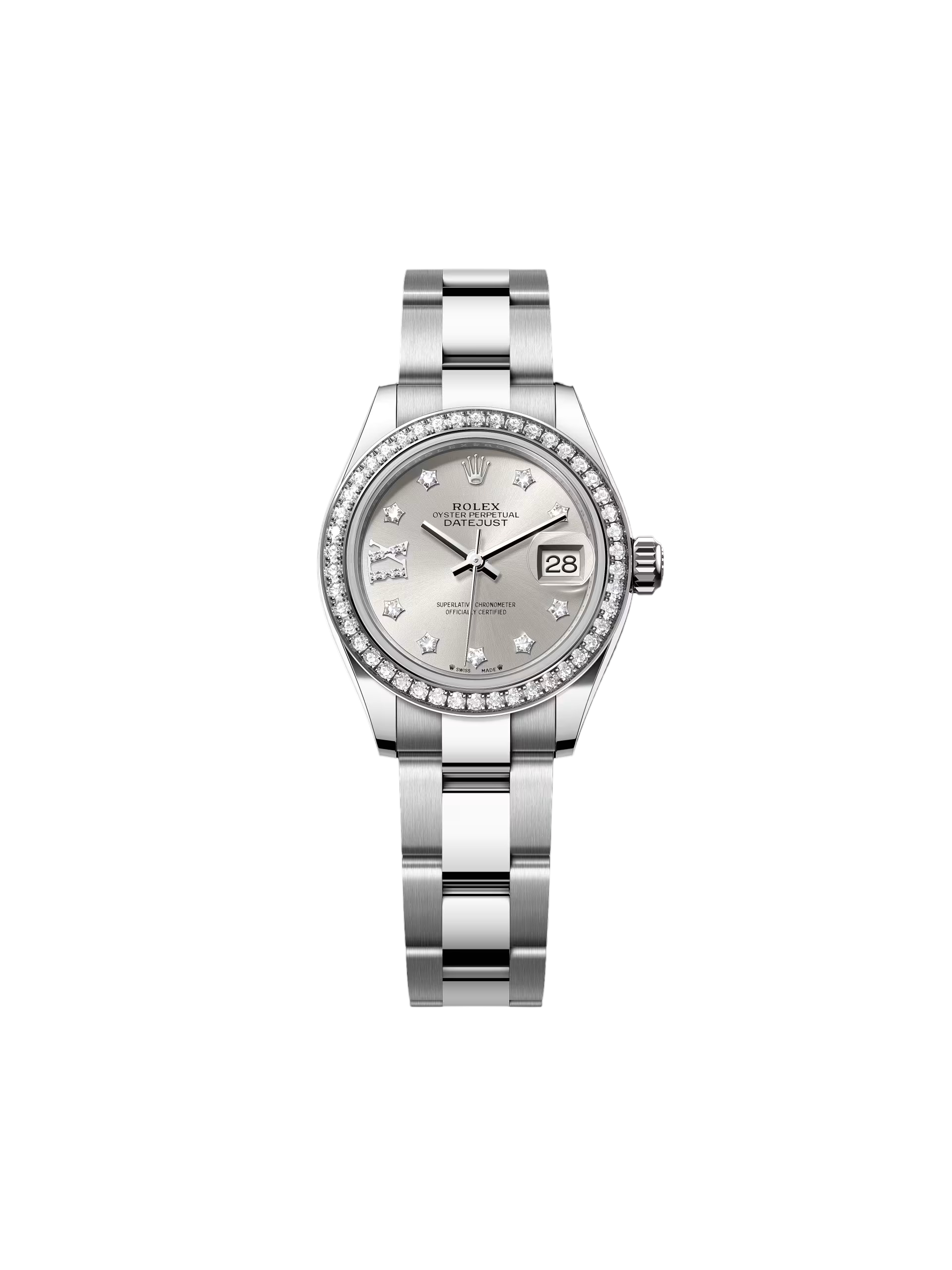 A1F3253D-834C-42D2-89FB-5DAB1629EF32 Rolex Lady-Datejust 28mm 279384RBR Silver Diamond Dial & Diamond Bezel, Stainless Steel Jubilee Bracelet Women's Watch - Image 1