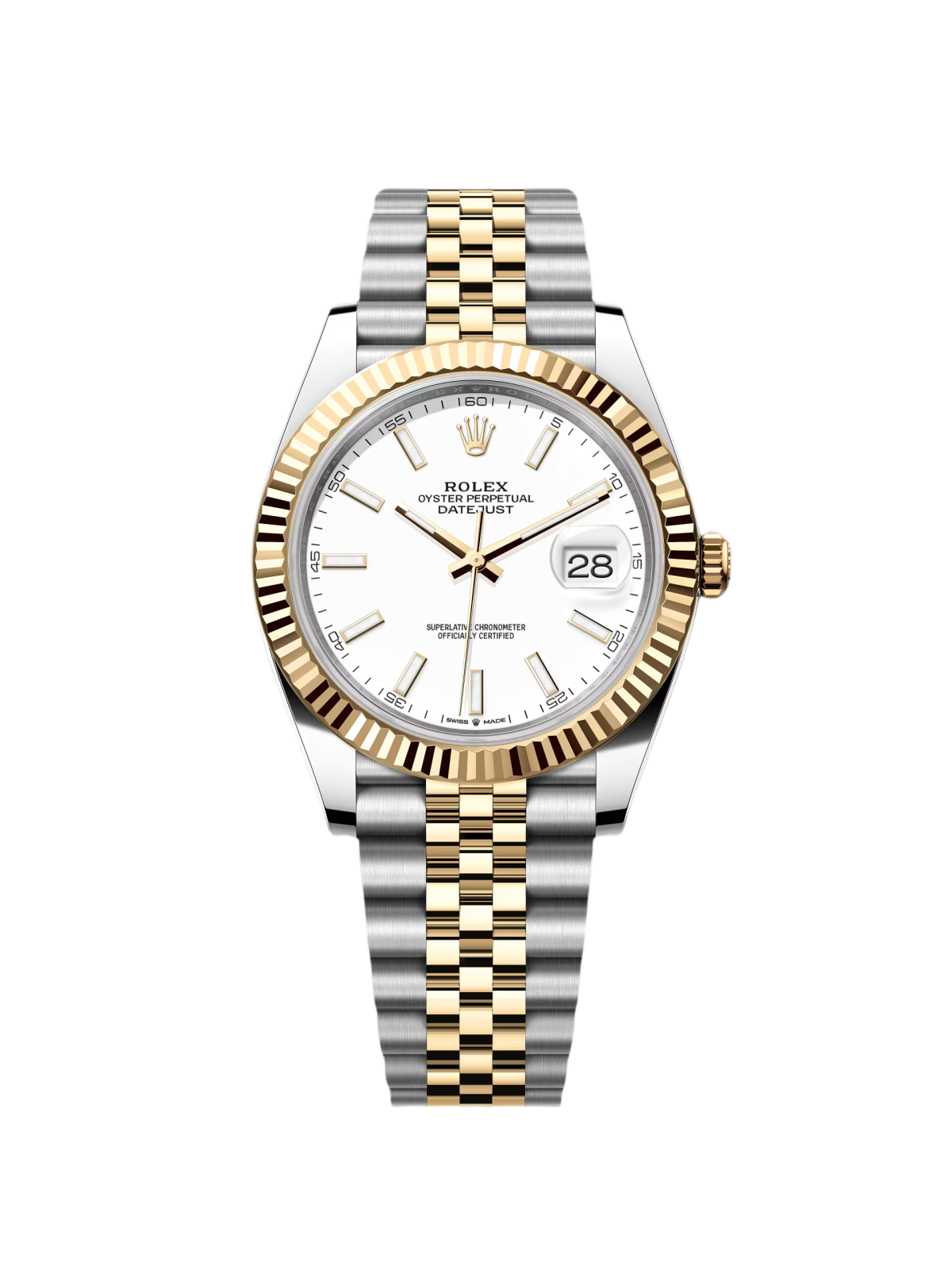 B1B61B28-DC7D-D117-19F2-50C9982D2627 Rolex Datejust 41mm 126333 White Index Oyster Steel and Yellow Gold Mens Watch - Image 1