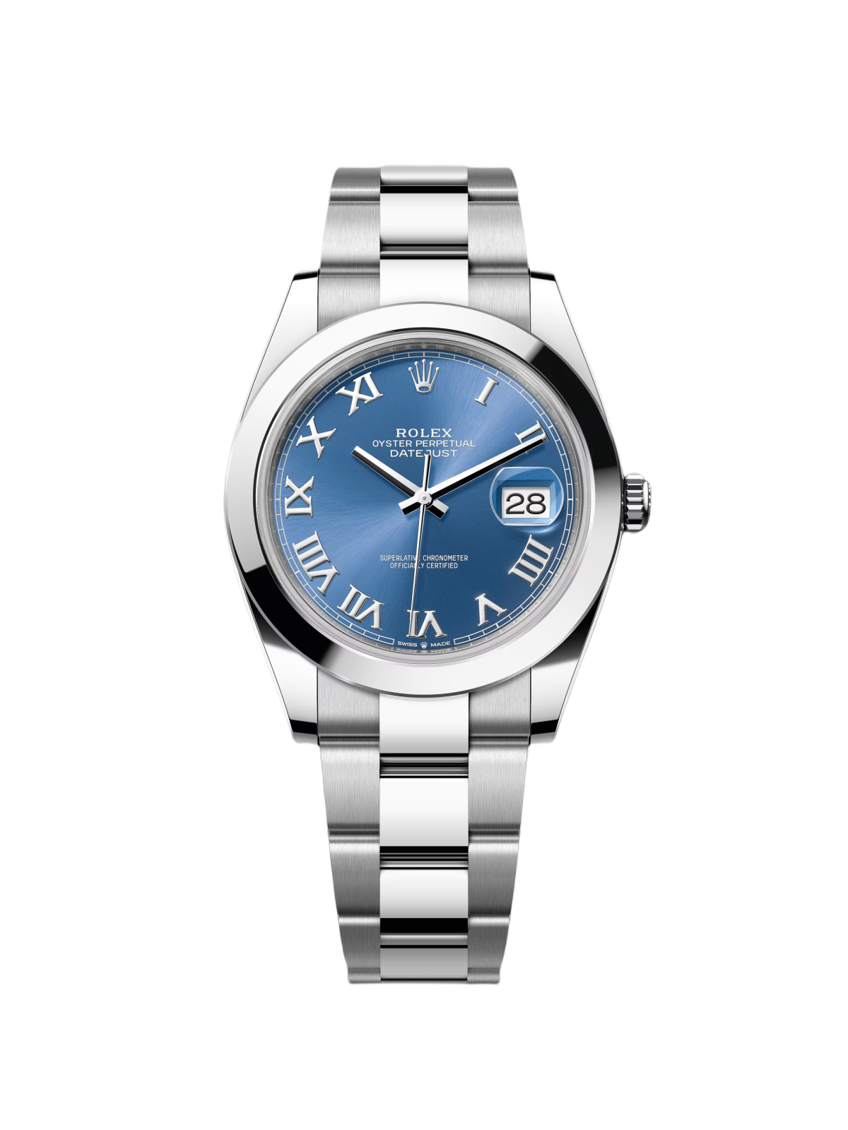 C271AA0A-DE0B-706E-43B1-FCD8A0D07F28 Rolex Datejust 41mm 126300 Blue Roman Oyster Stainless Steel Watch - Image 1