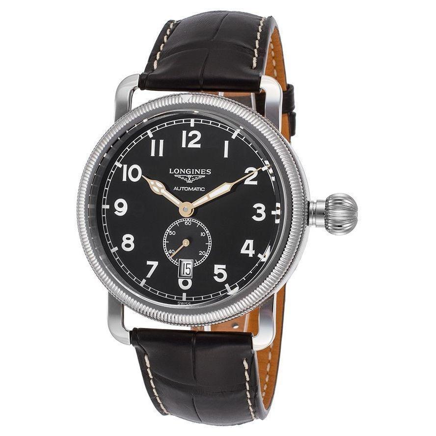 C6E1ACA8-7A0D-68D5-D895-E00E76CED255 Longines Men's L27774532 Avigation Automatic Black Leather Watch - Image 1