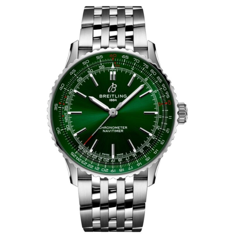 CA64A981-F307-E058-EEA2-9DAB591EE1C9 【2024 Hot Sale】Breitling A17329371L1A1 Navitimer Automatic Green Dial Watch - Image 1
