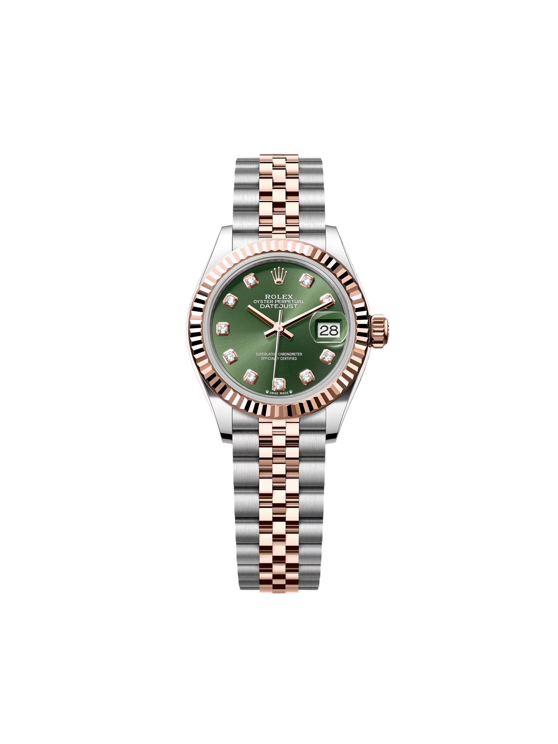 DFB7C5BD-DB1F-5C06-B736-41BFD5C3B08A-1 Rolex Lady-Datejust 28mm 279171 Green Diamond Oyster Stainless Steel and Rose Gold - Image 1