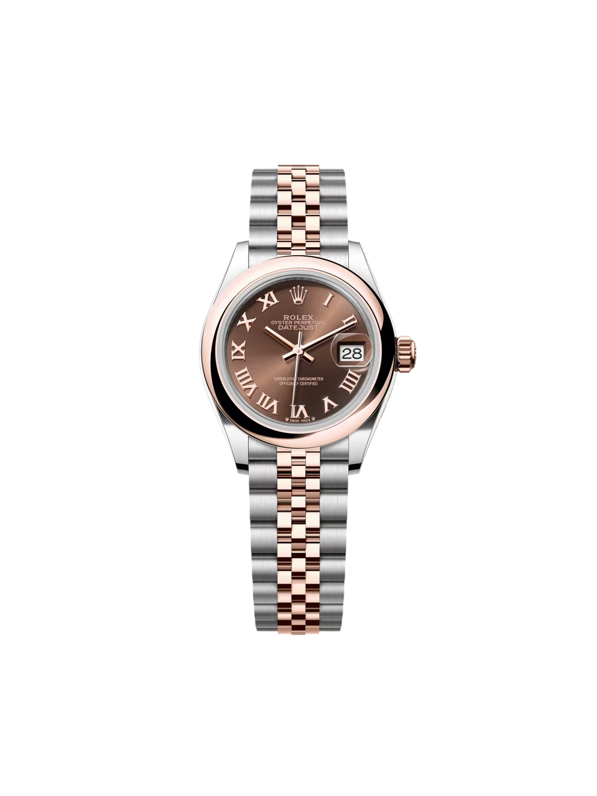 DFEB5927-1129-99AC-3000-C336763BBA55 Rolex Lady-Datejust 28mm 279161 Chocolate Roman Dial, Two Tone Stainless Steel & 18K Rose Gold Oyster Bracelet Women's Watch - Image 1