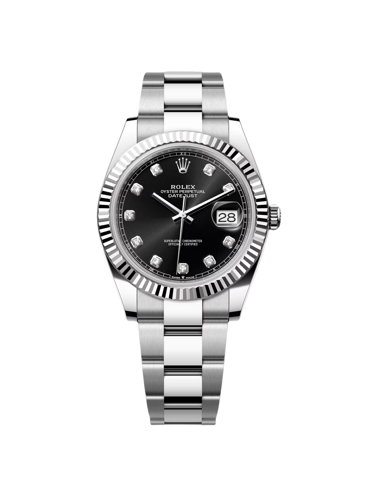 E5841B4D-5344-4DC3-182E-7E5360BD1085 Rolex Datejust 41mm 126334 Black Diamond Oyster Stainless Steel Mens Watch - Image 1