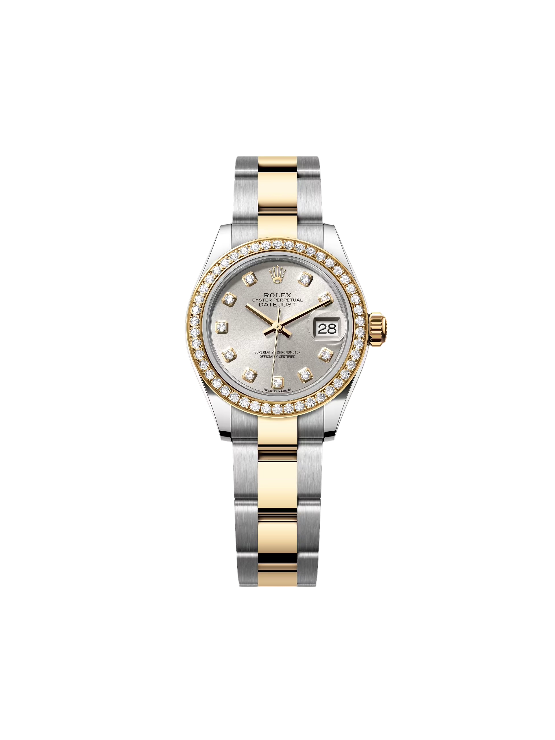 EF82FFC0-C6D4-F68E-4645-2F32E7EFE366-1 Rolex Lady-Datejust 28mm 279383RBR Silver Diamond Dial Yellow Rolesor Oyster Bracelet - Image 1
