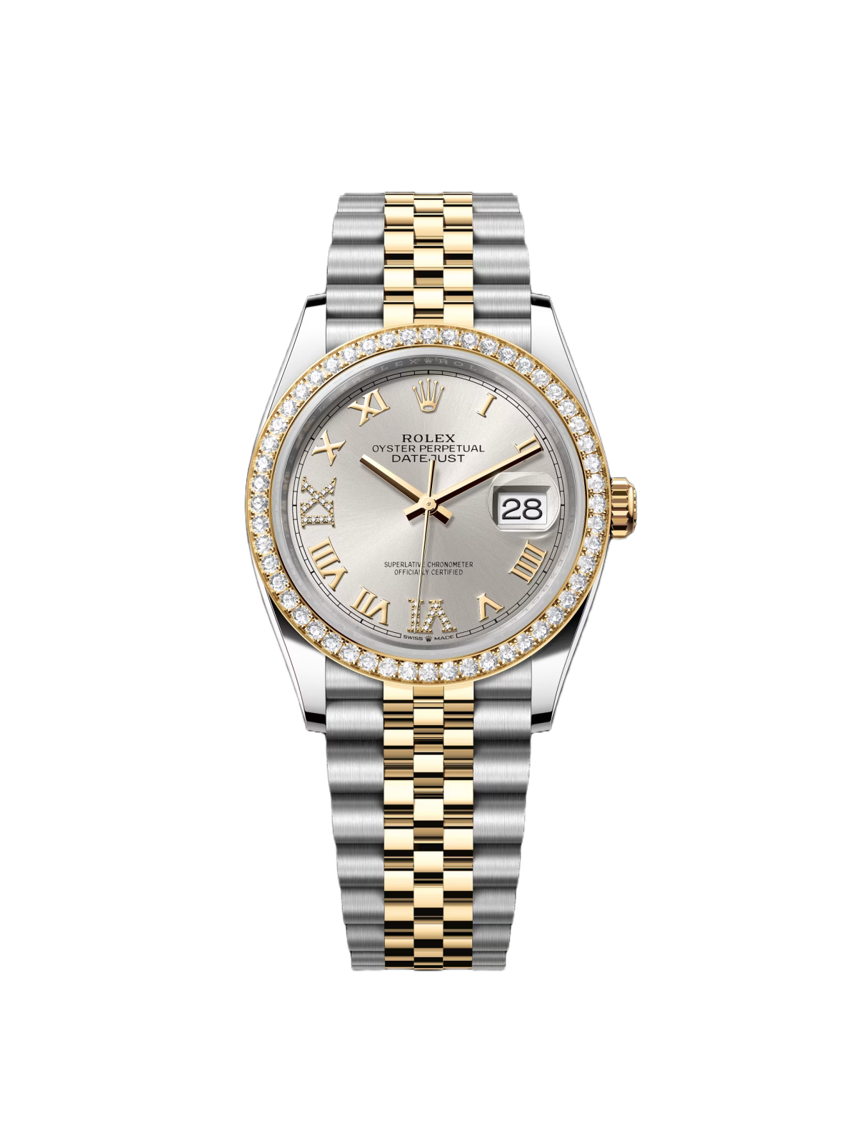 F2912FA0-D973-4233-7515-9573865BE933 Rolex Datejust 36mm 126283 Silver Dial Diamond Bezel Jubilee Bracelet Watch - Image 1